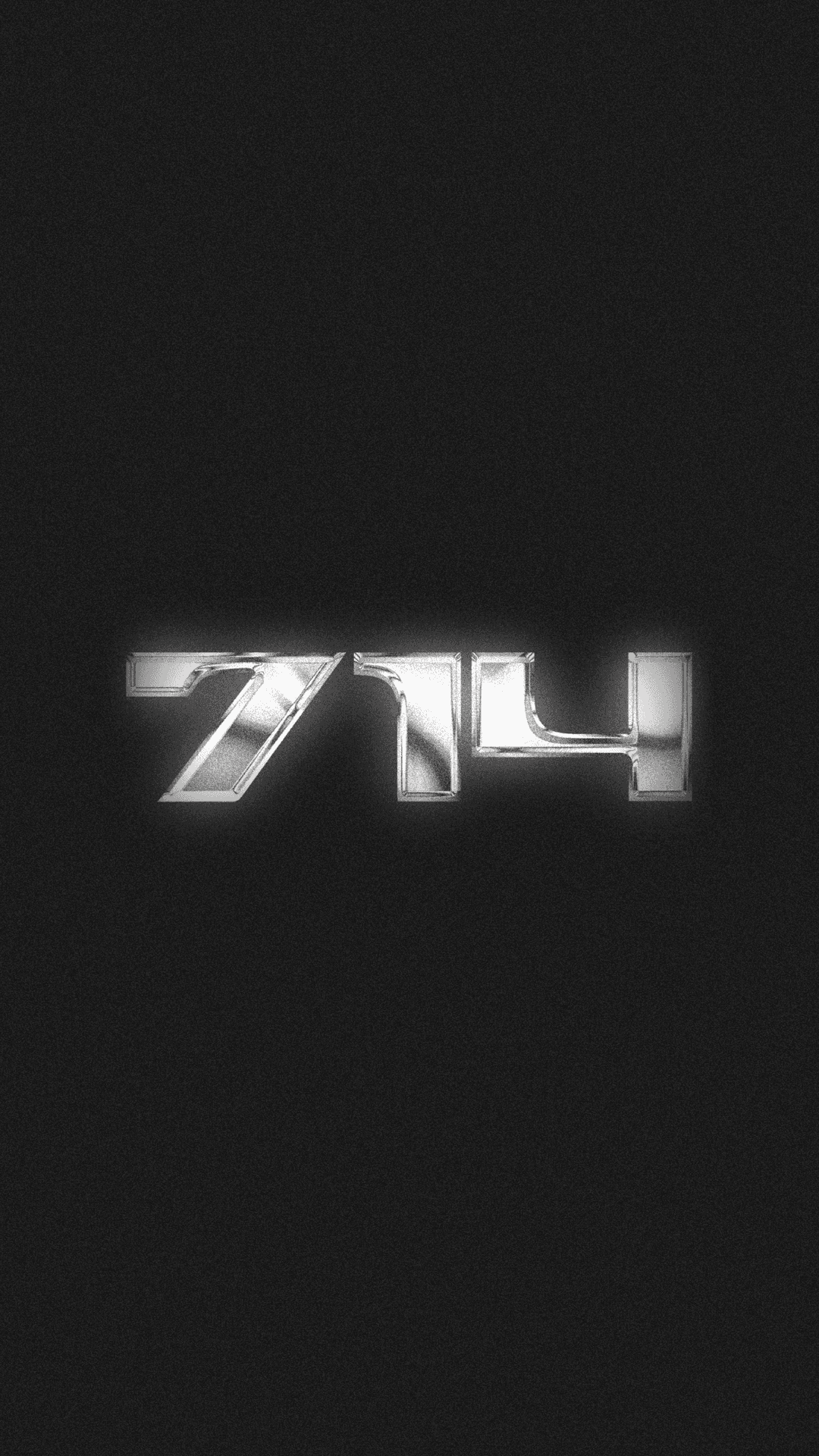 Metallic number 714 with a glowing effect on a dark background.